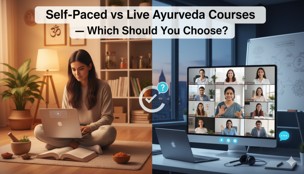 self-paced vs live Ayurveda courses